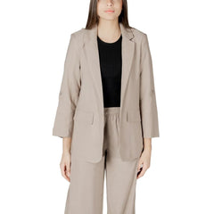 Only Beige Viscose Blazer - Coats & Jackets