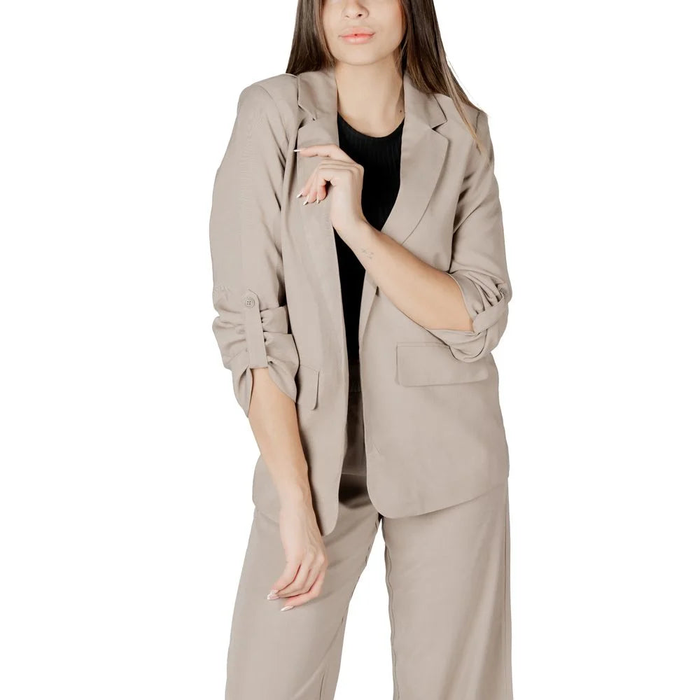 Only Beige Viscose Blazer - Coats & Jackets
