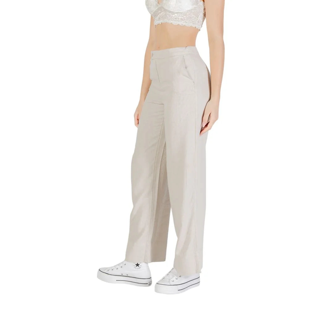 Only Beige Viscose Pant - Trousers