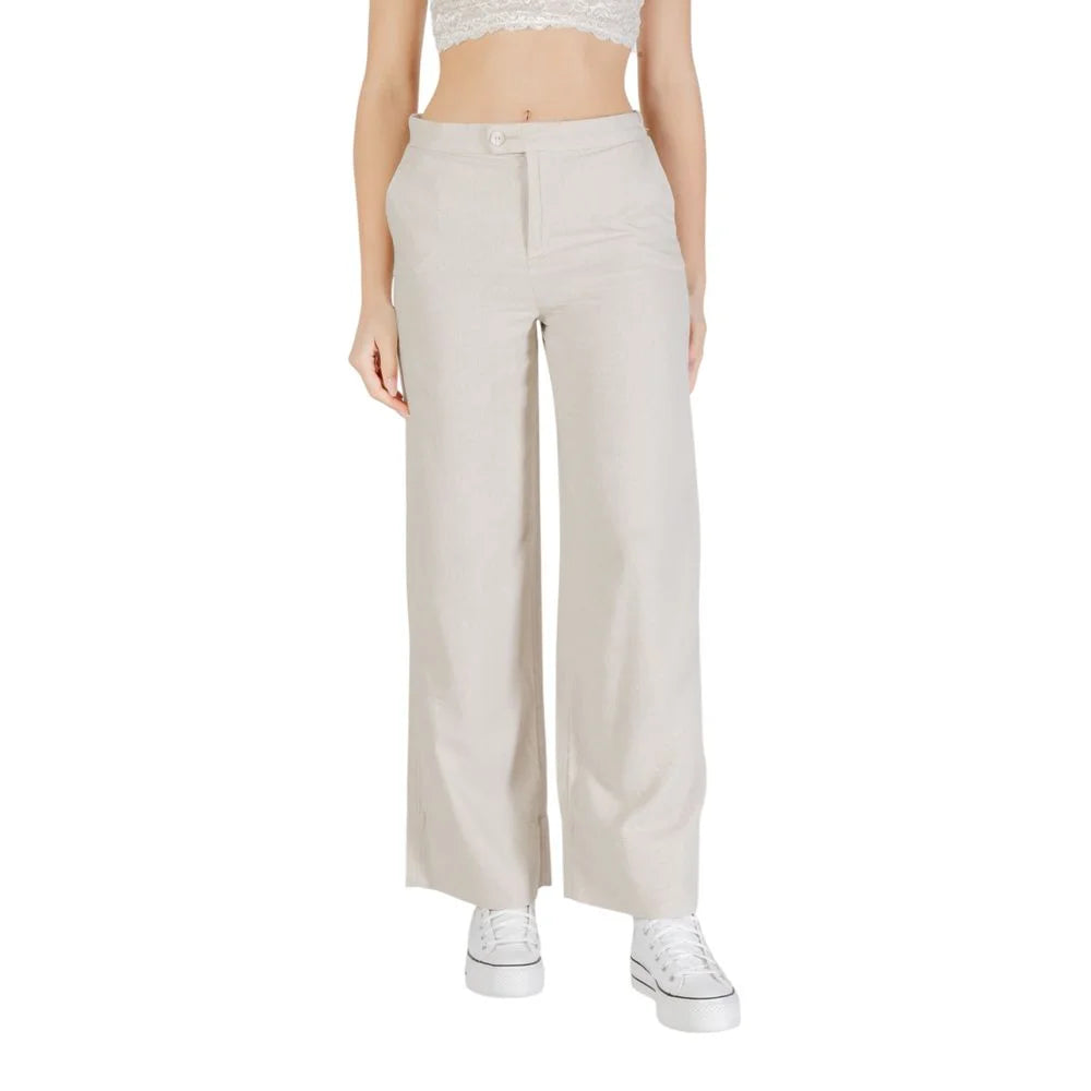 Only Beige Viscose Pant - Trousers