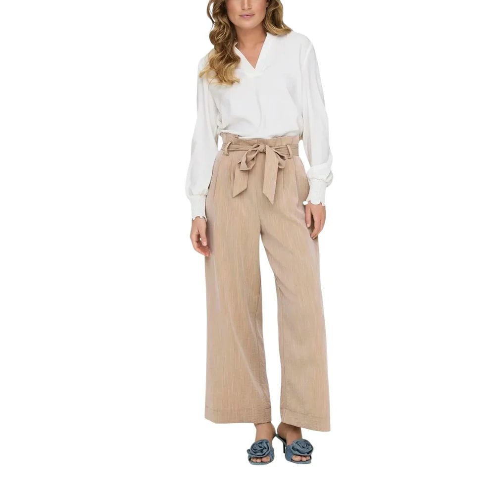 Only Beige Viscose Pant - XL - Trousers