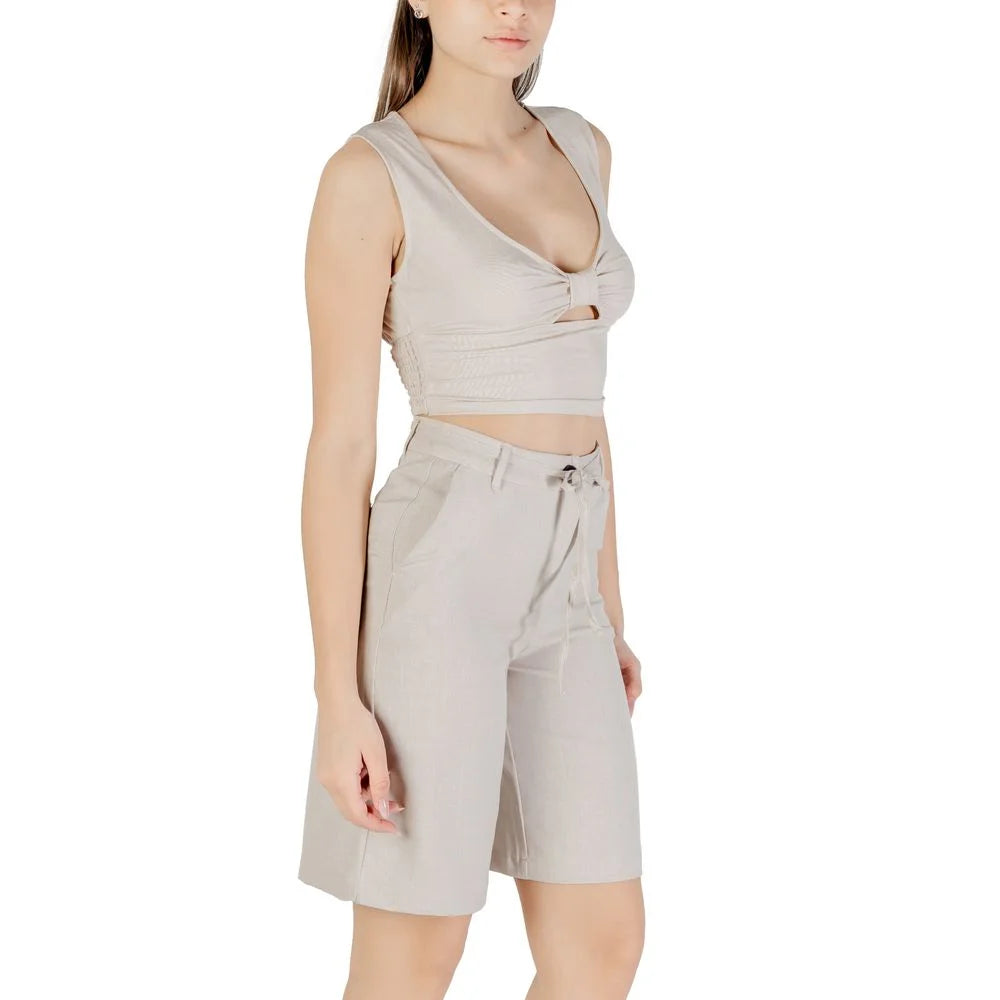 Only Beige Viscose Top - Tank Tops