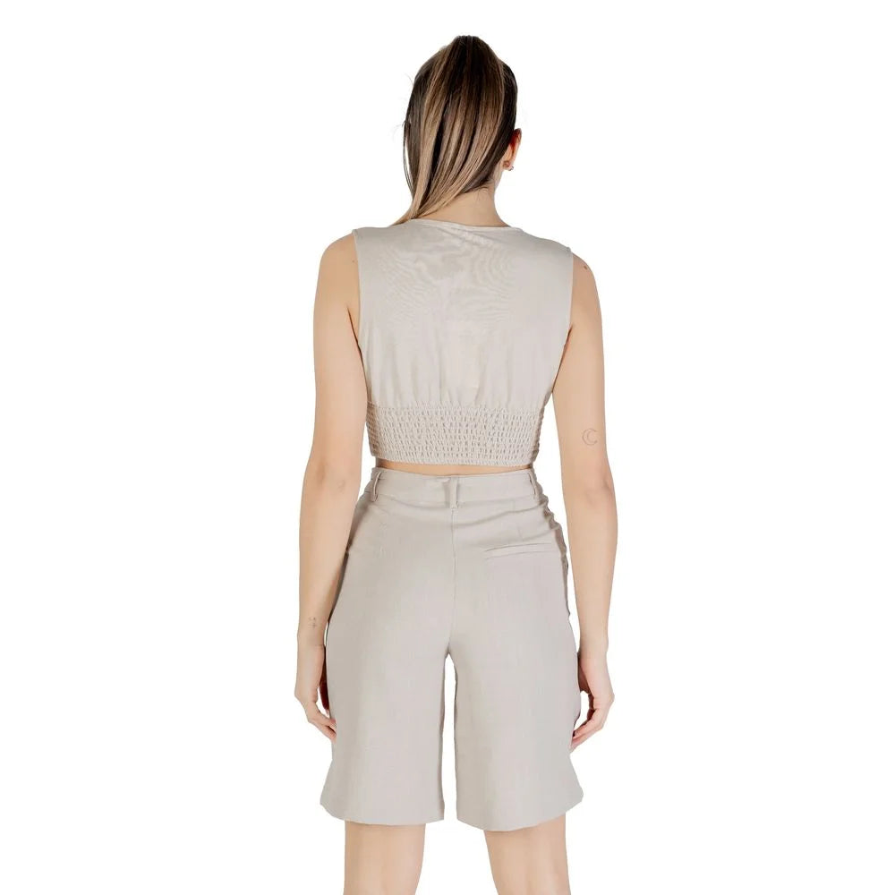 Only Beige Viscose Top - Tank Tops