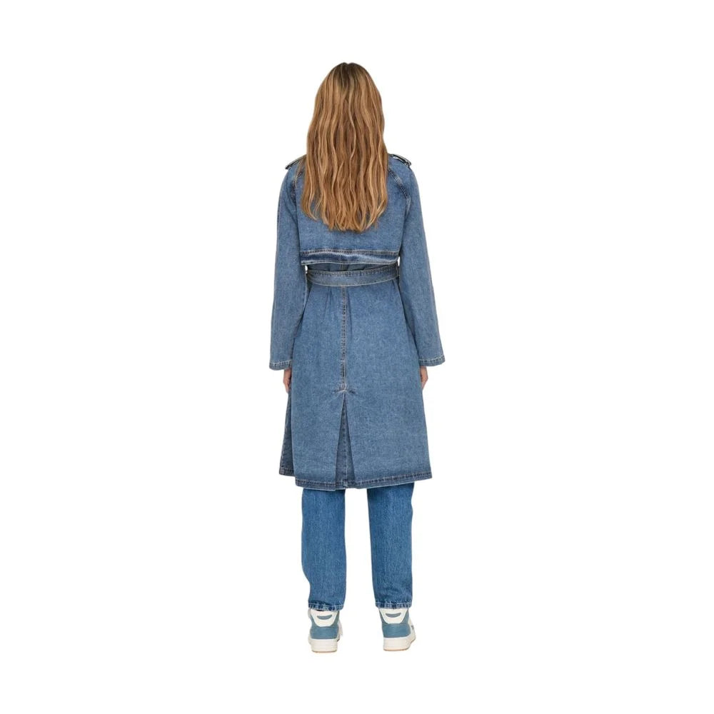 Only Blue Cotton Trench Coat - Trench Coats