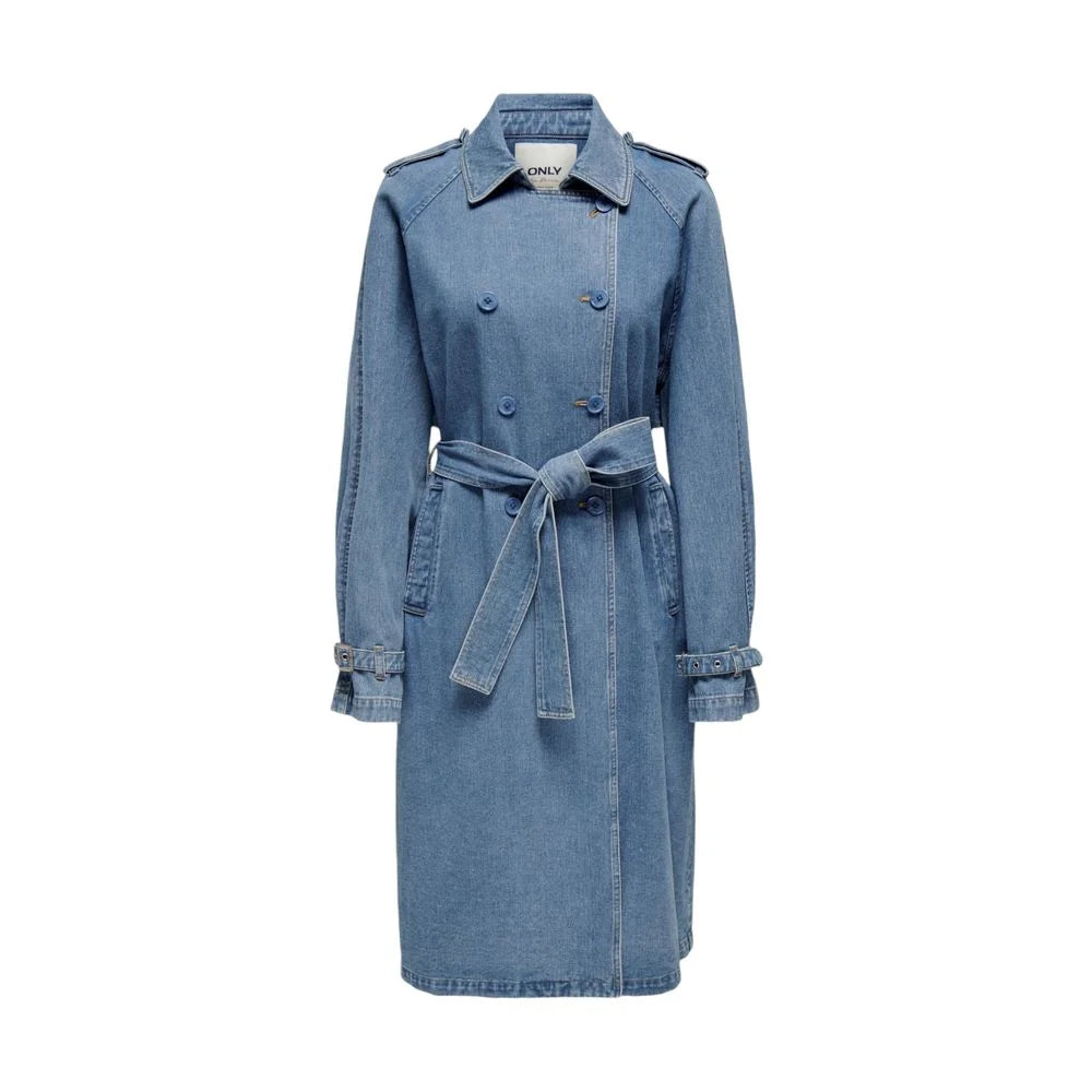 Only Blue Cotton Trench Coat - Trench Coats