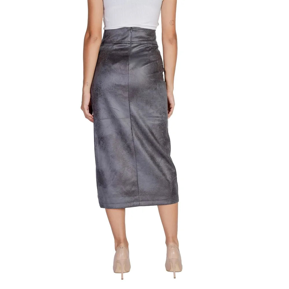 Only Gray Artificial Leather Skirt - IT40|S