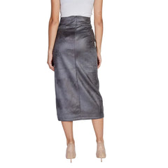 Only Gray Artificial Leather Skirt - IT40|S