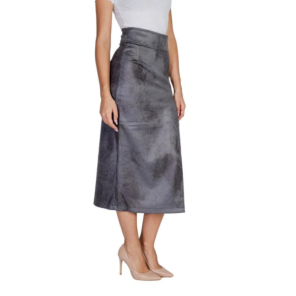 Only Gray Artificial Leather Skirt - IT40|S