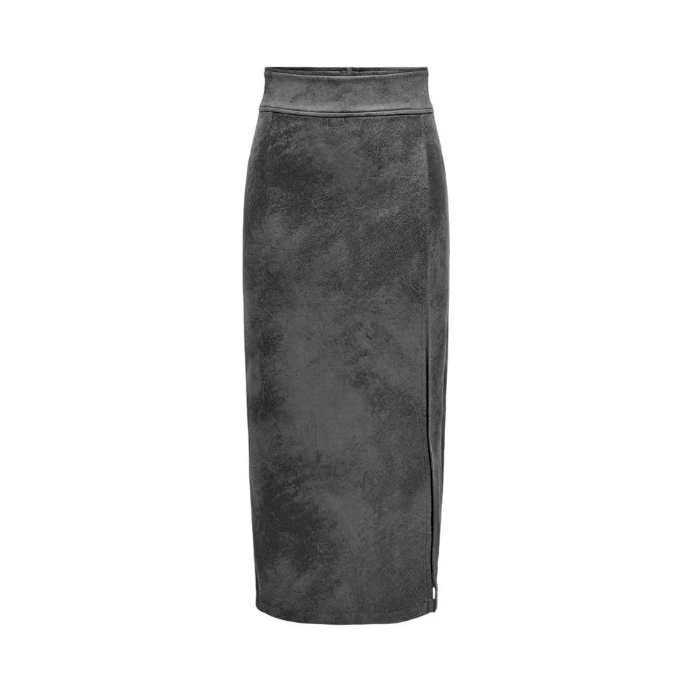 Only Gray Artificial Leather Skirt - IT40|S - Skirts