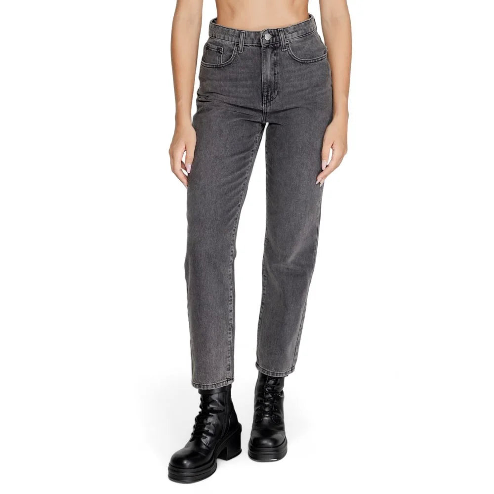 Only Gray Cotton Mom Jean - Jeans