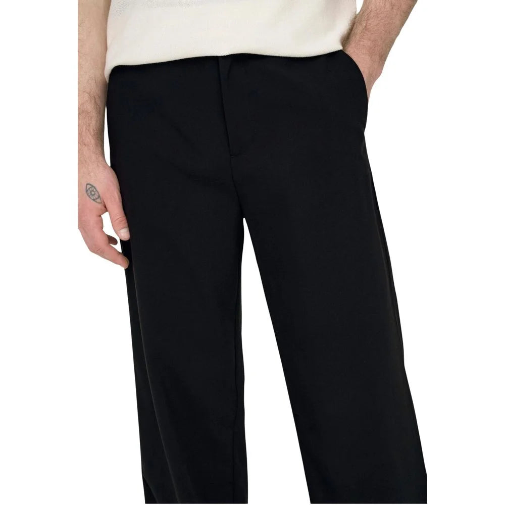 Only & Sons Black Polyester Casual Pants - W36 | L32