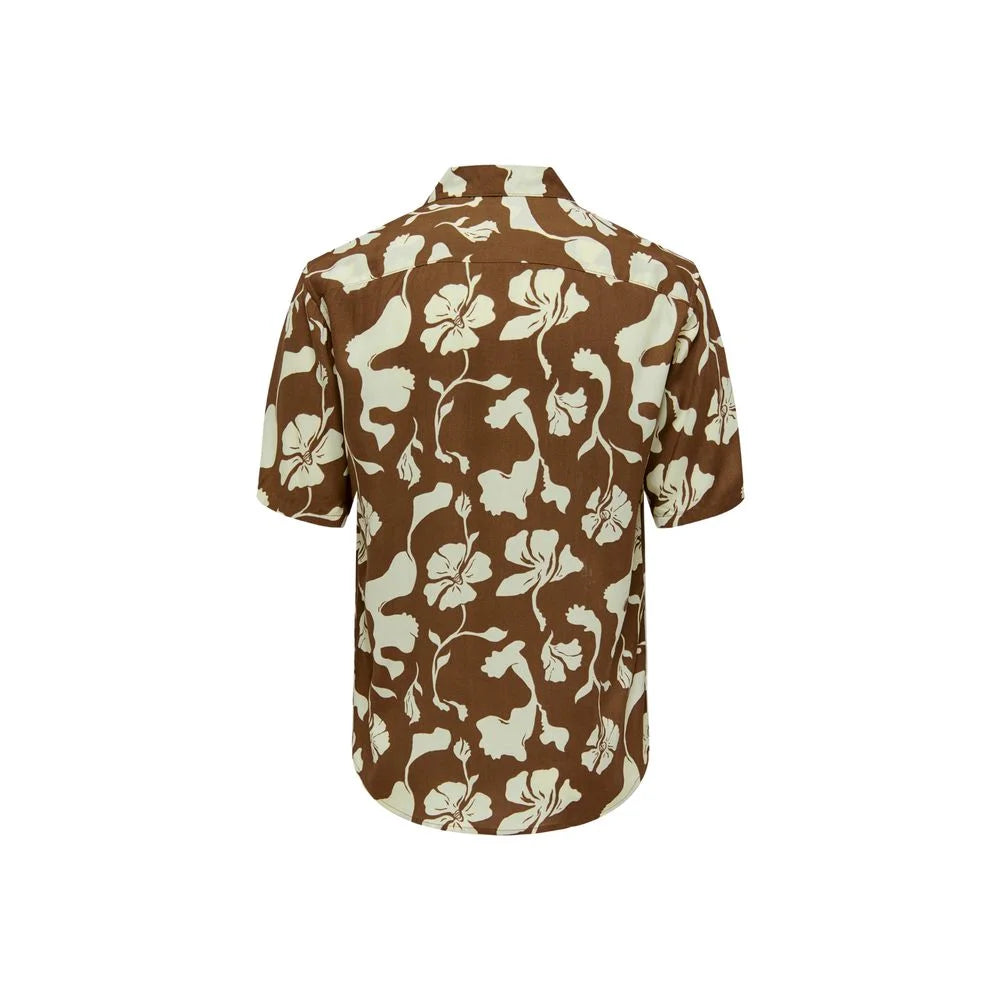 Only & Sons Brown Viscose Shortsleeve - IT44 | S - Shirts
