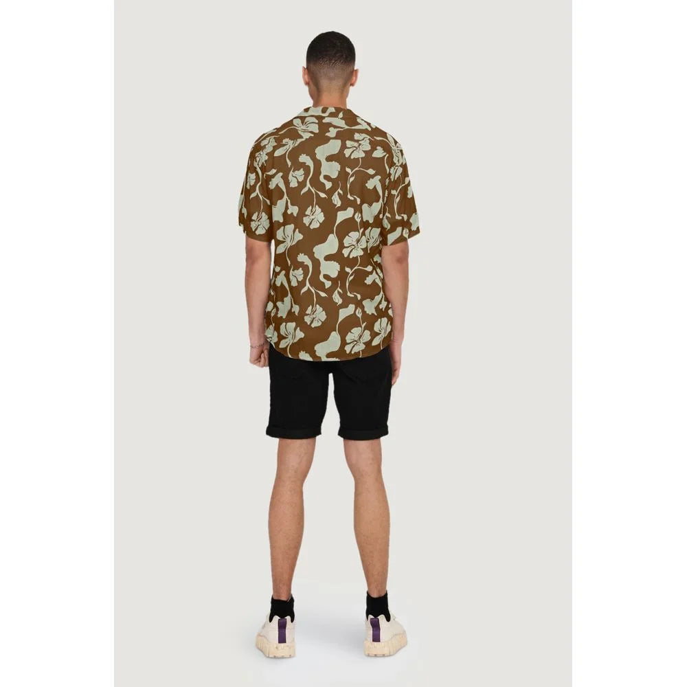 Only & Sons Brown Viscose Shortsleeve - IT44 | S - Shirts