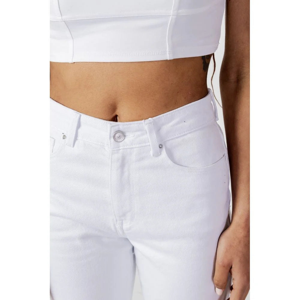 Only White Cotton Mom Jean - Jeans
