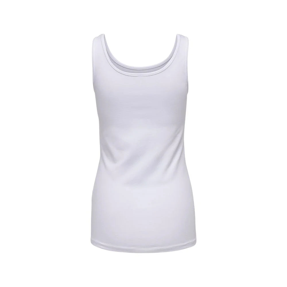 Only White Cotton Tank Top - Tank Tops