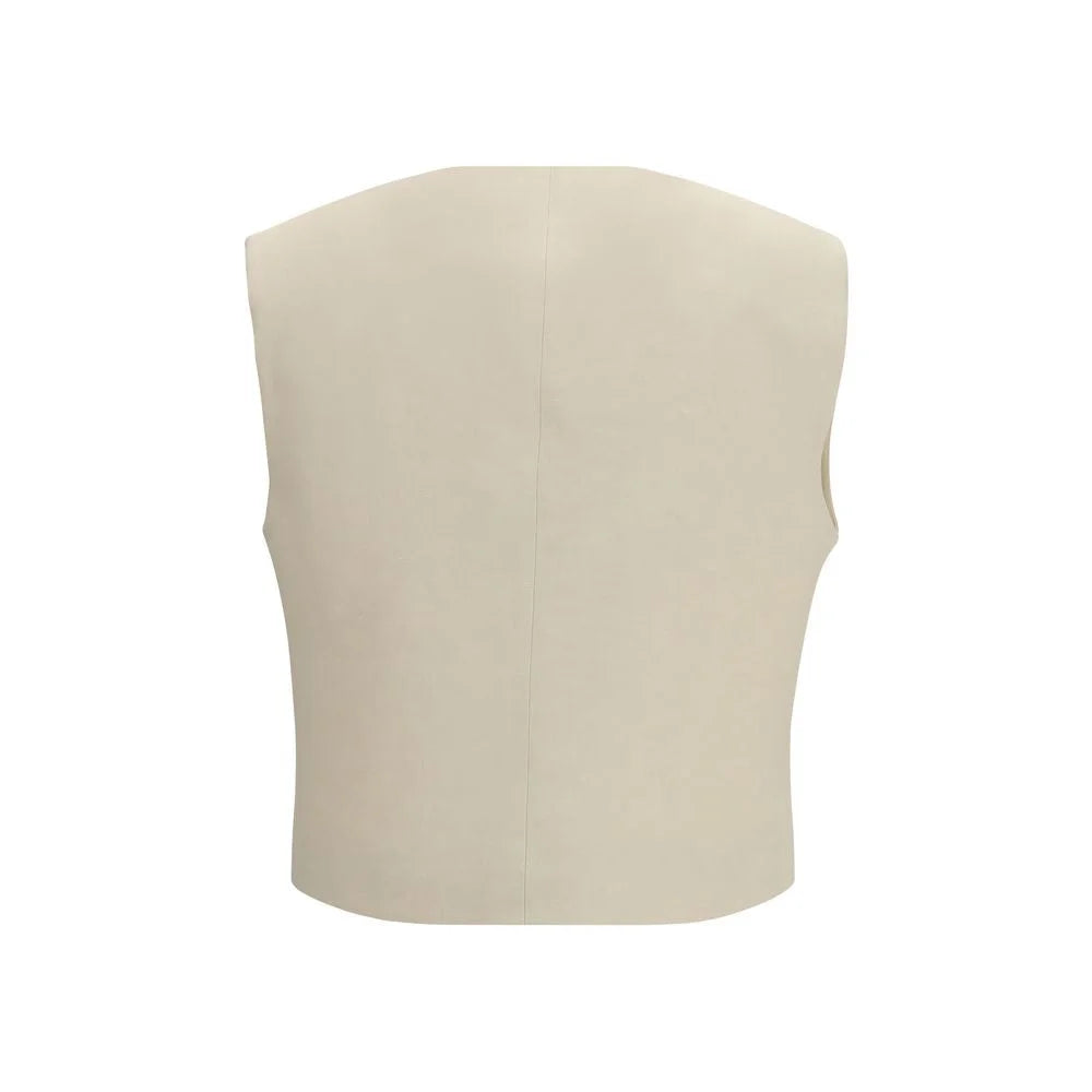 P.A.R.O.S.H. Beige Wool Sleveless Jacket