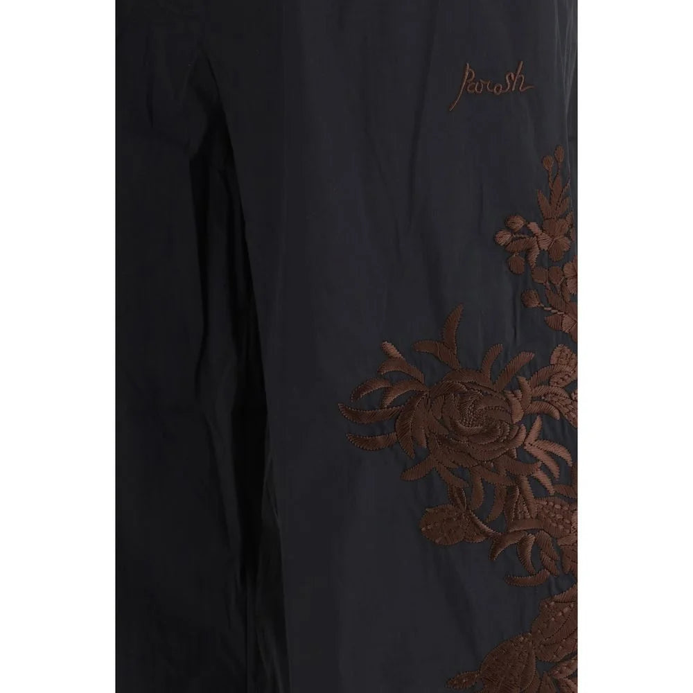 P.A.R.O.S.H. Black Cotton Casual Pants