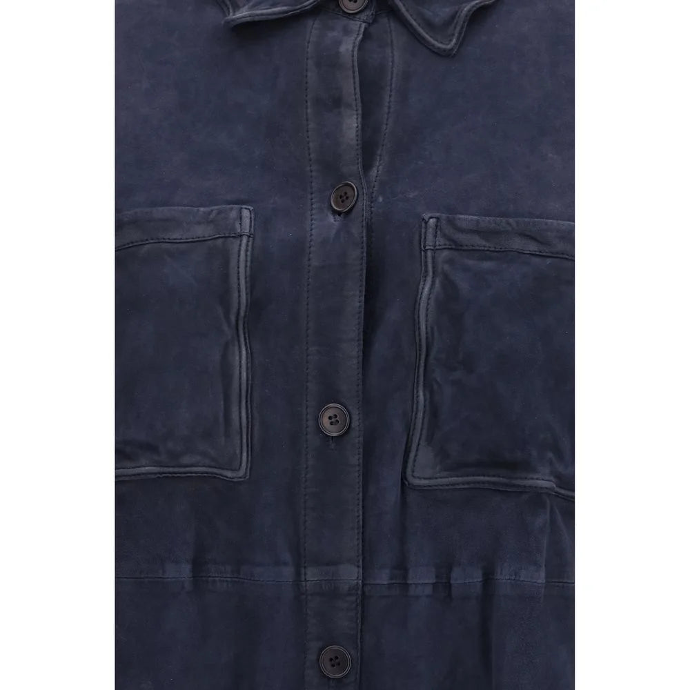 P.A.R.O.S.H. Blue Goatskin Dress Shirt - L