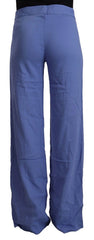 P.A.R.O.S.H. Blue High Waist Viscose Straight Wide Leg Pants - IT38|XS - Trousers