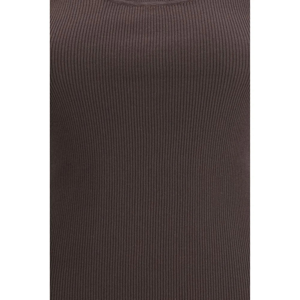 P.A.R.O.S.H. Brown Cotton Tank Tops