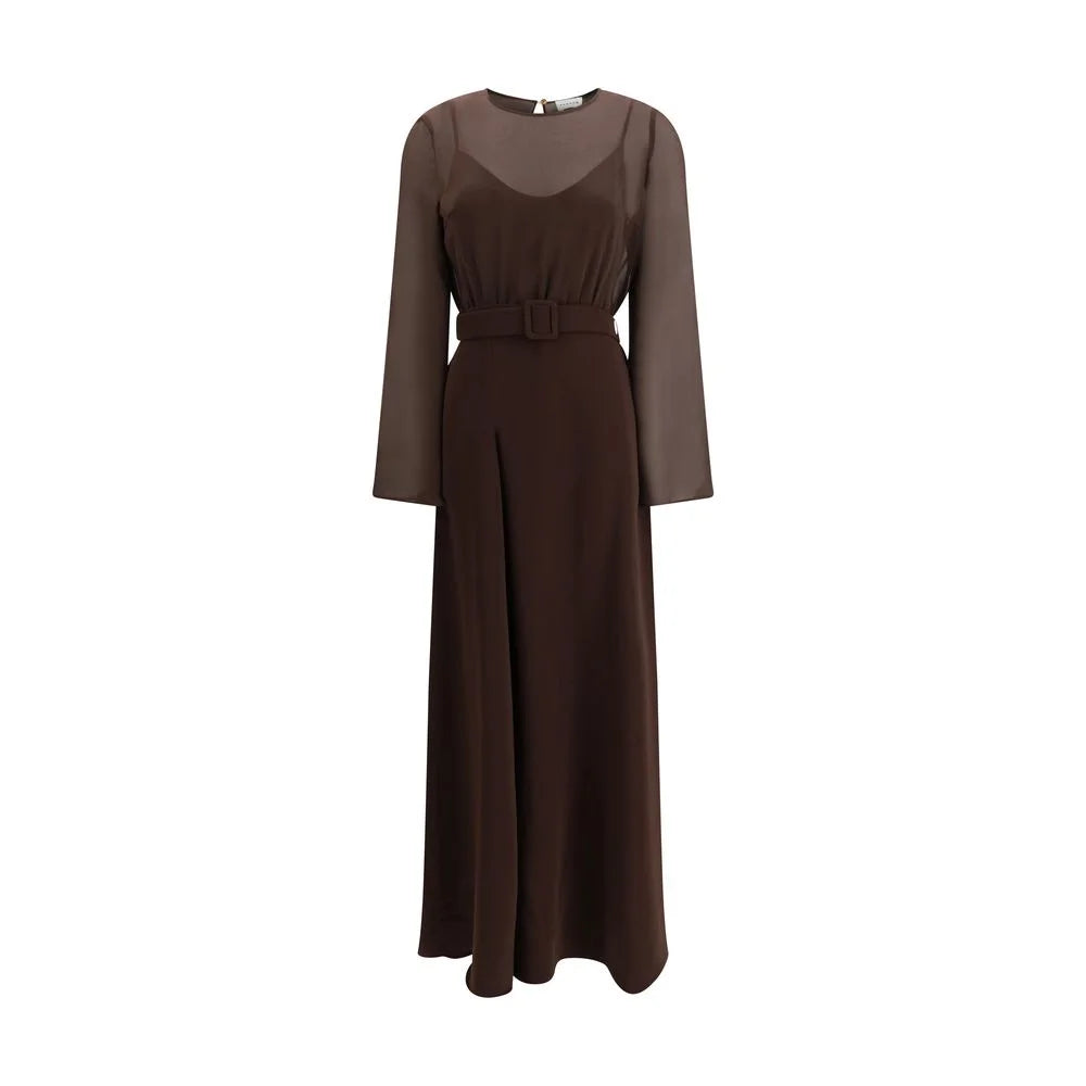P.A.R.O.S.H. Brown Polyester Casual Dress