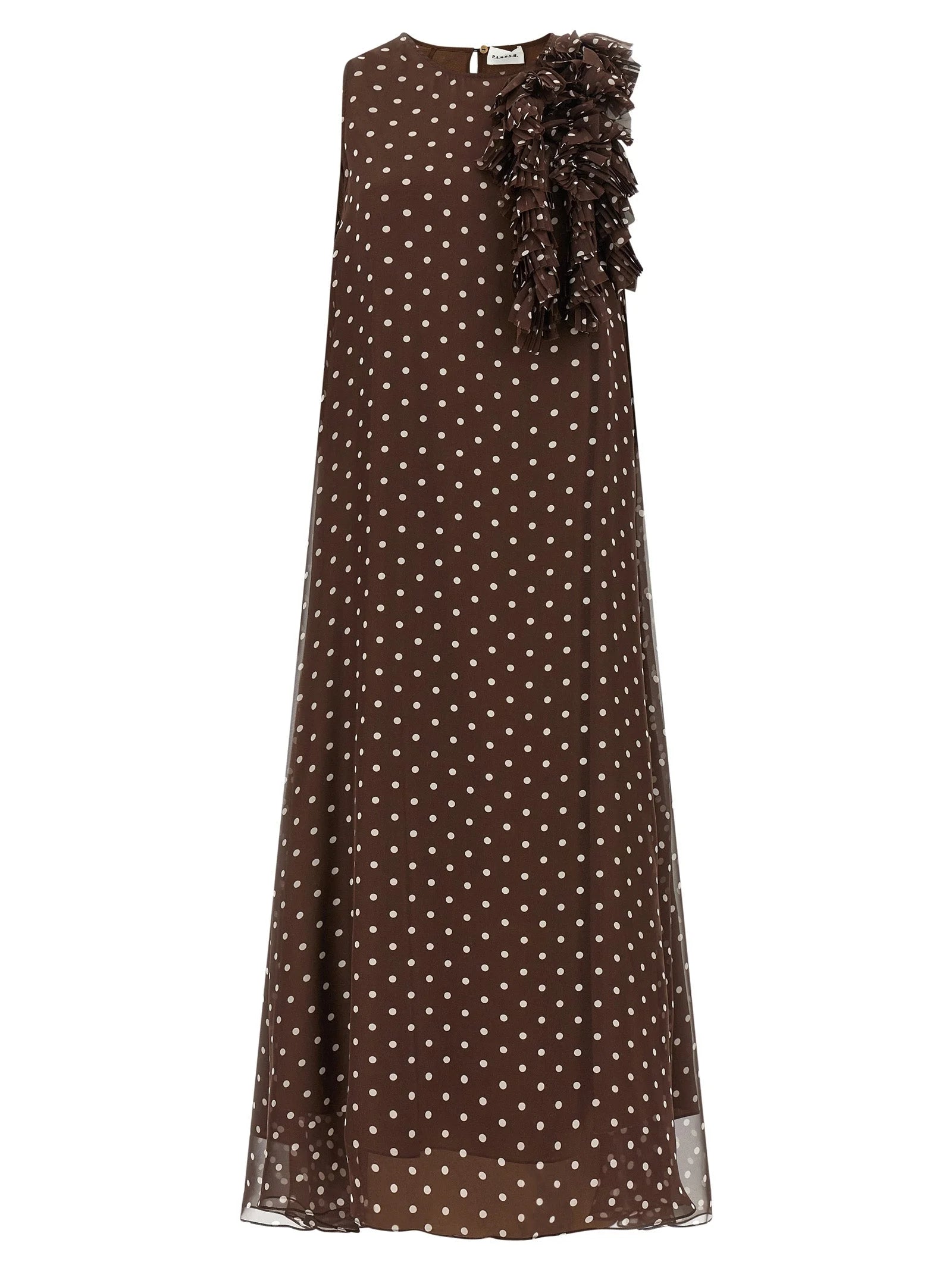 P.A.R.O.S.H. Brown Polyester Long Dress - L
