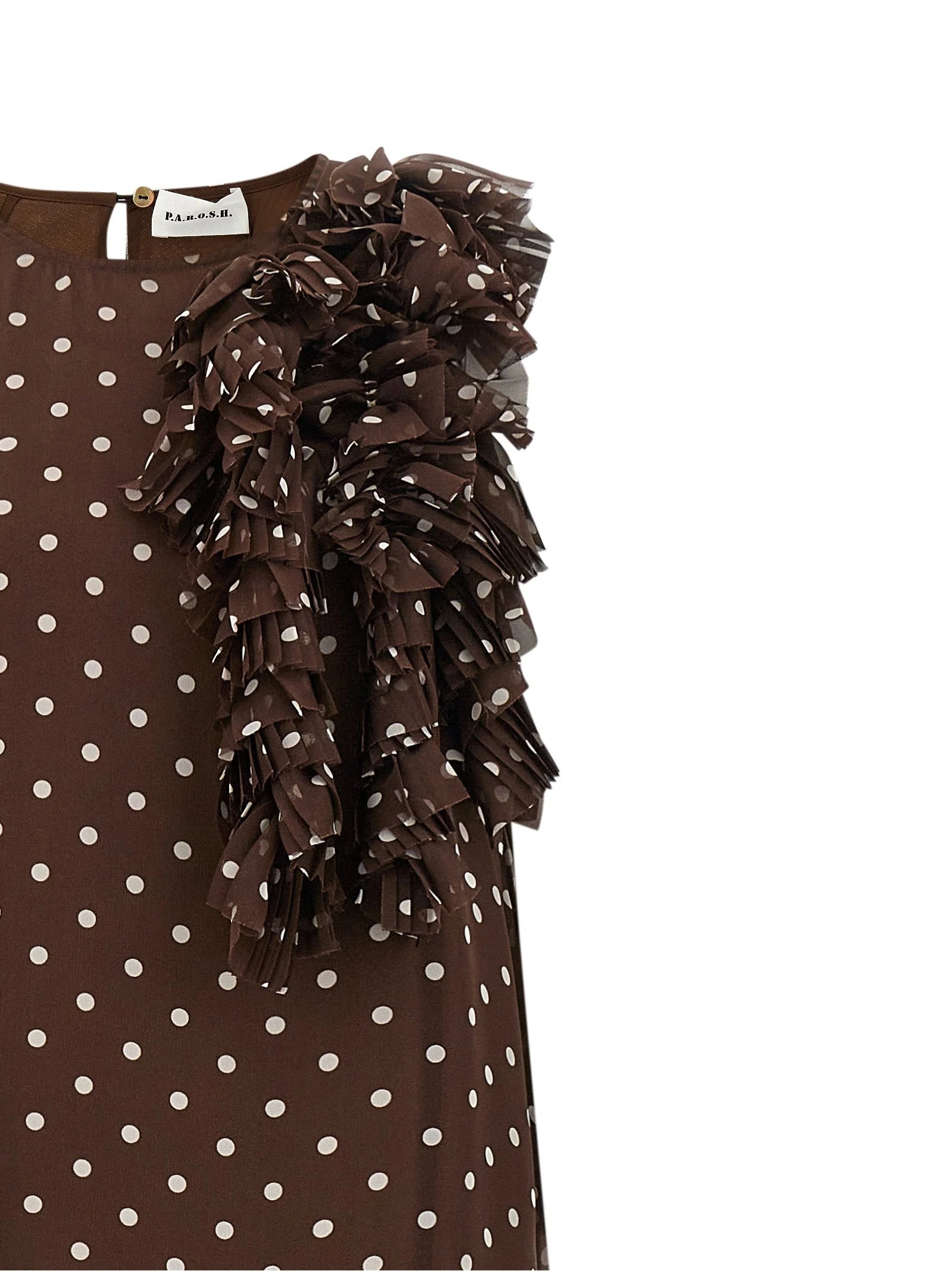 P.A.R.O.S.H. Brown Polyester Long Dress - L