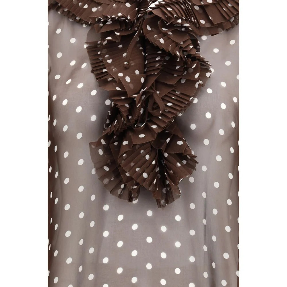 P.A.R.O.S.H. Brown Polyester Pattern Shirt - M