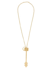 Paco Rabanne gold-tone brass chain necklace featuring signature oversized interlocking links and polished finish.