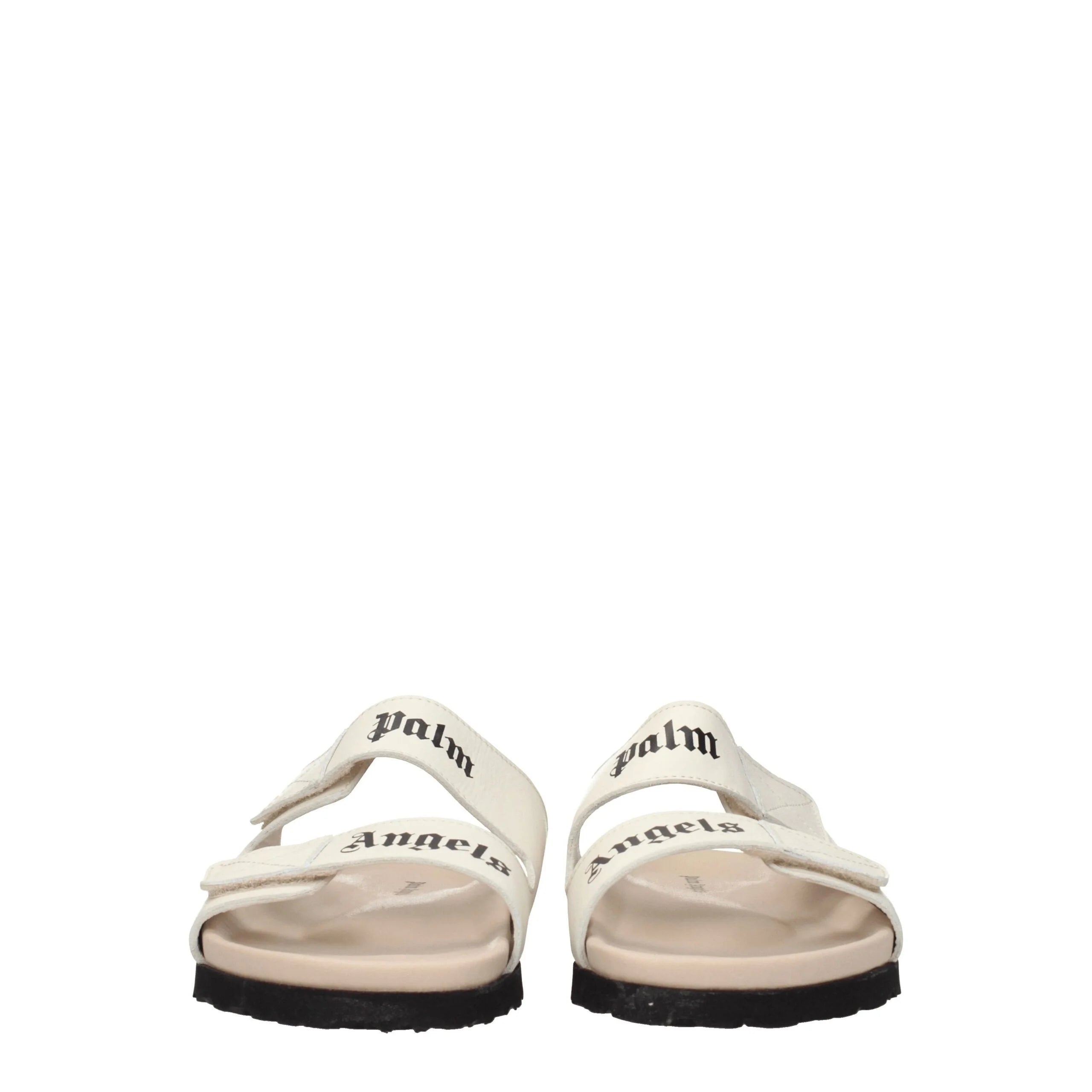 Palm Angels Beige Leather Slippers Sandals