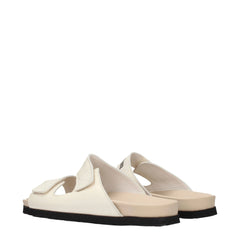 Palm Angels Beige Leather Slippers Sandals