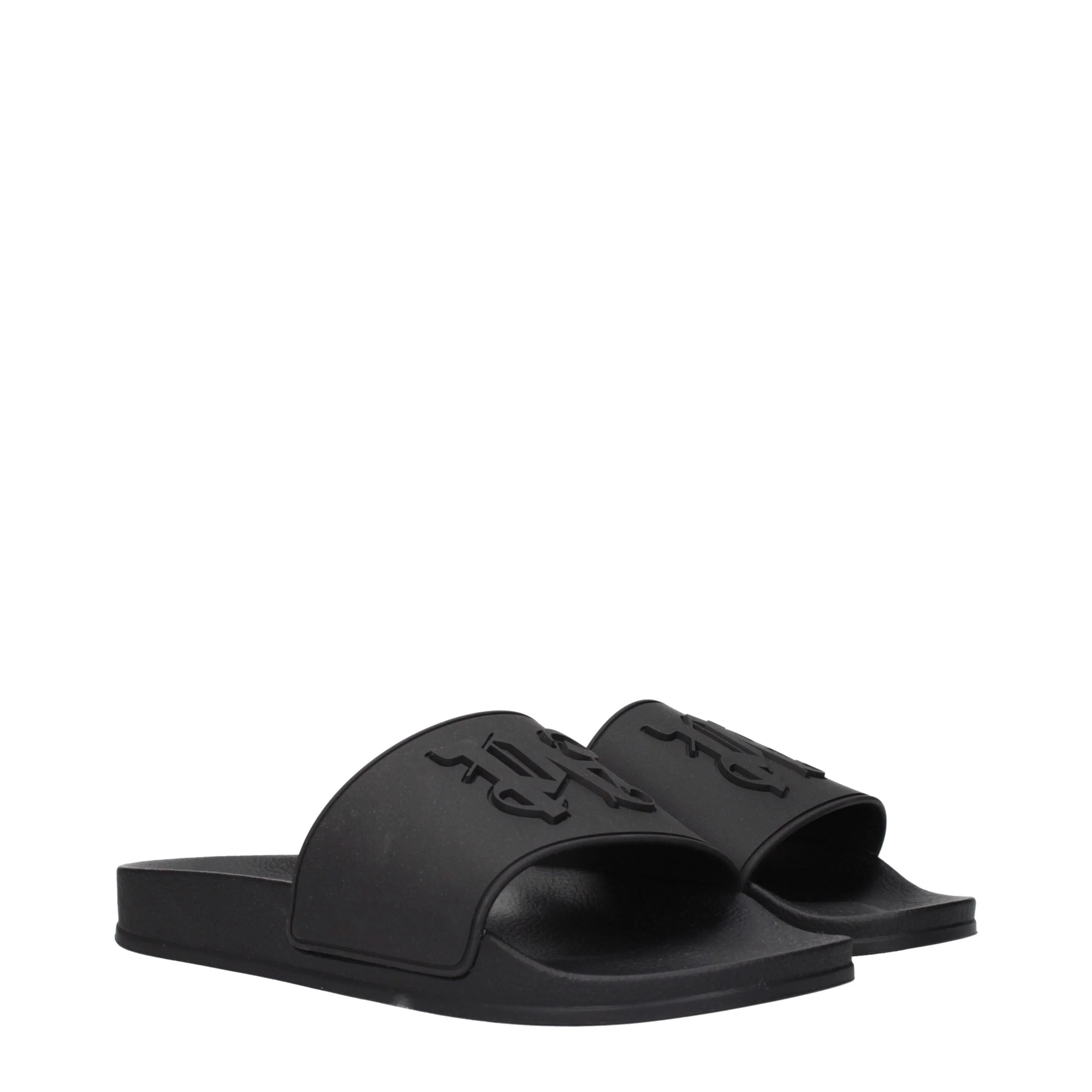 Palm Angels Black Cotton Slippers Sandals - EU40/US7