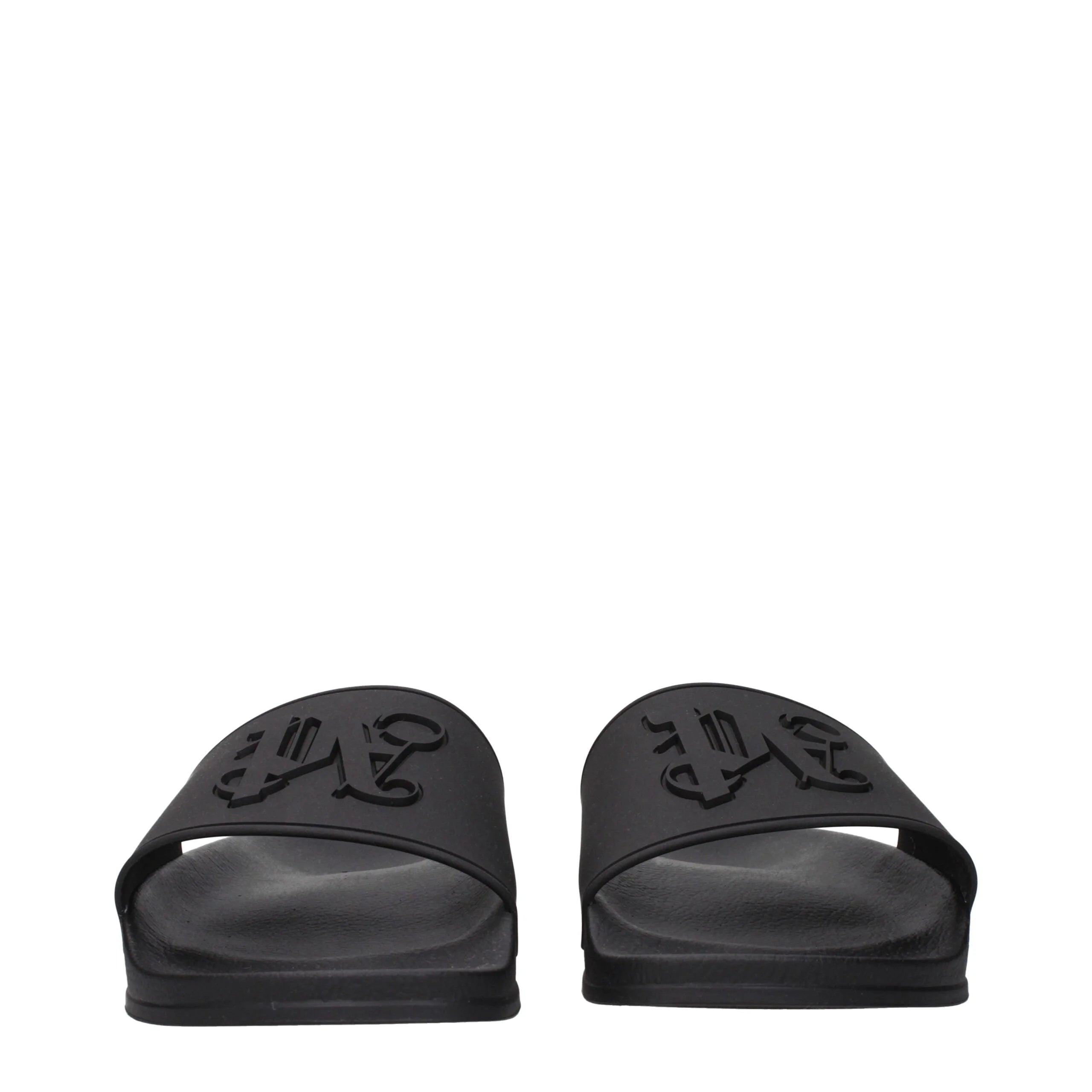 Palm Angels Black Cotton Slippers Sandals - EU40/US7