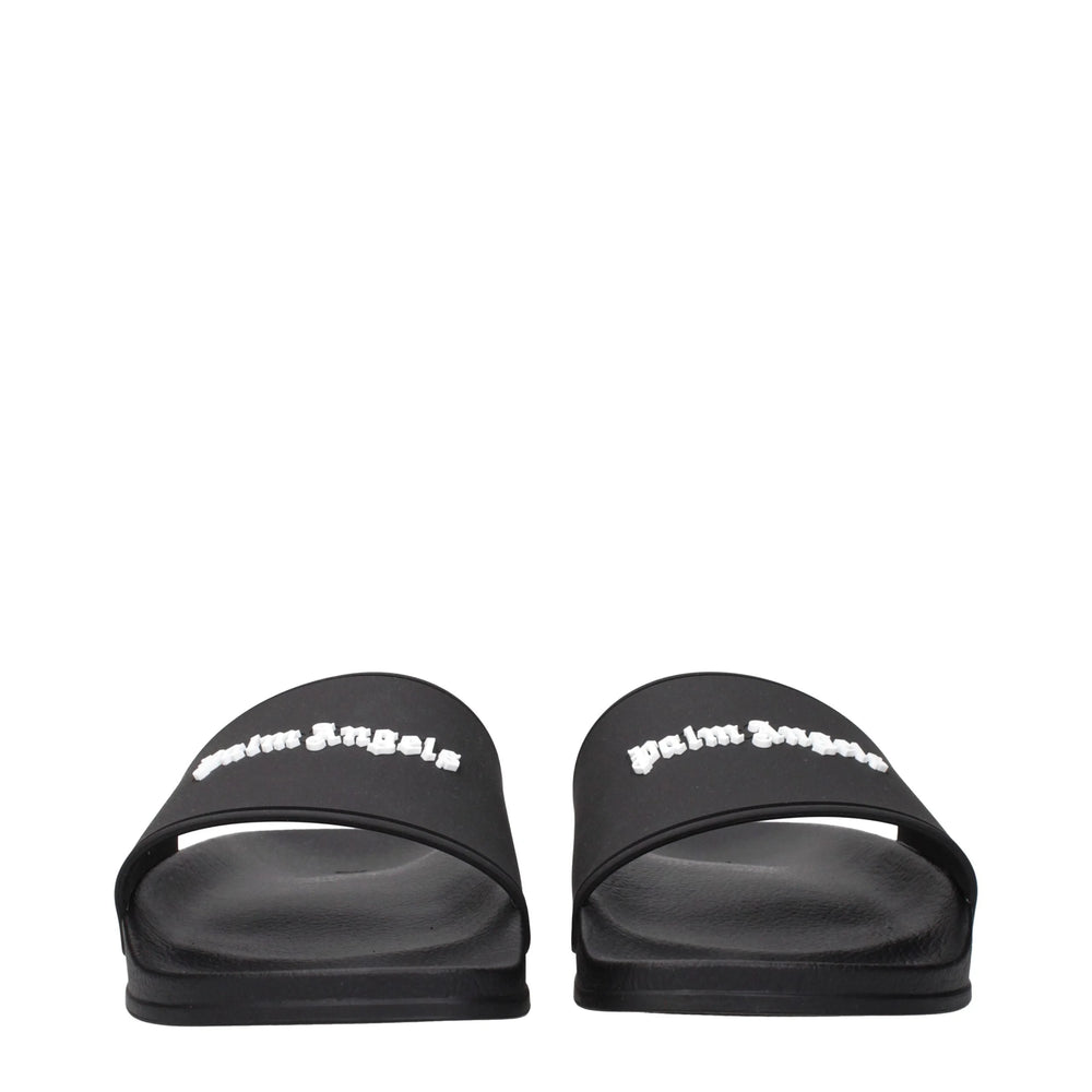 Palm Angels Black Cotton Slippers Sandals - EU40/US7