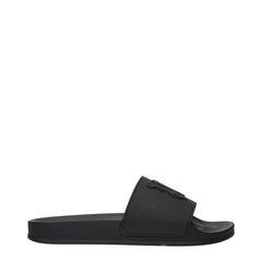 Palm Angels Black Cotton Slippers Sandals - EU40/US7
