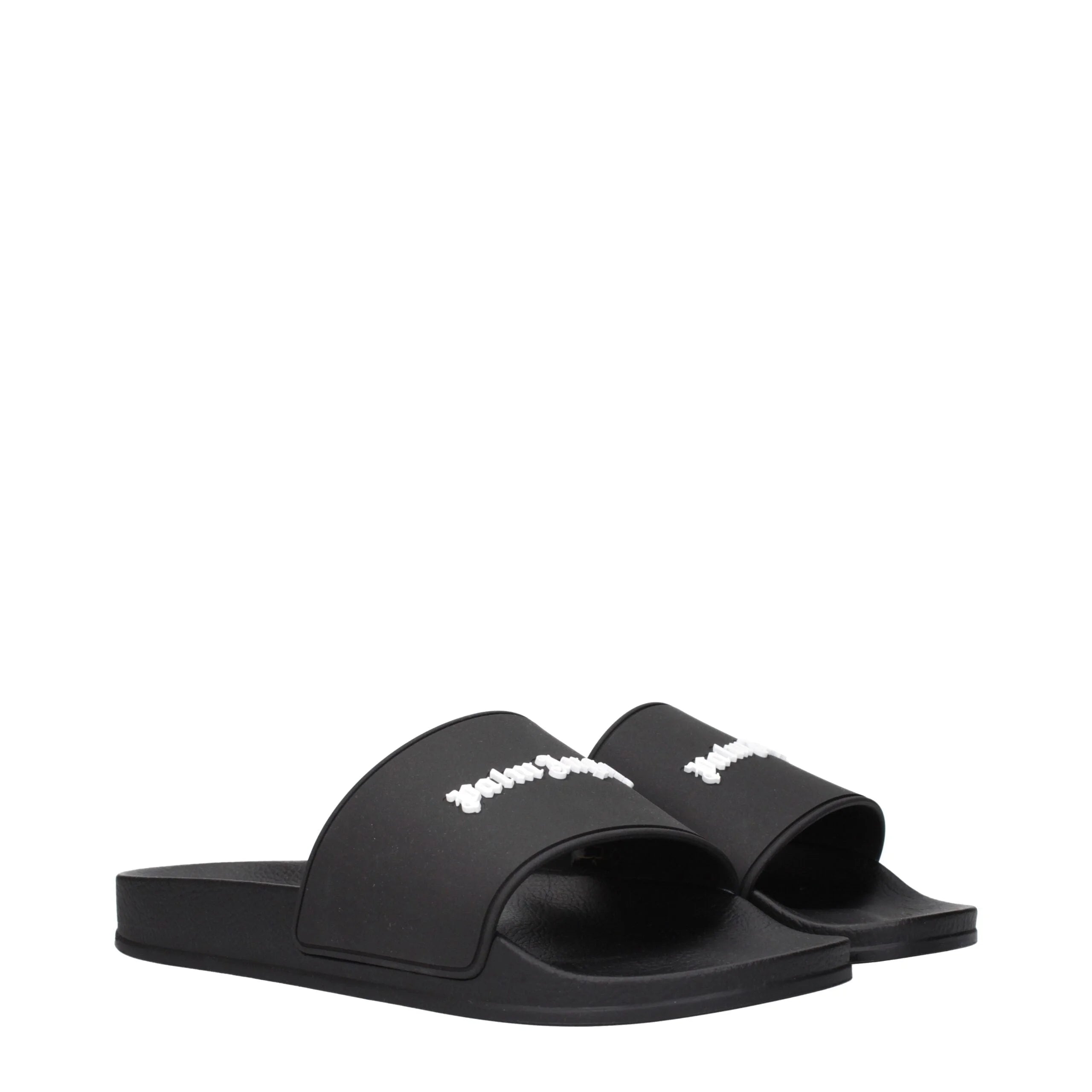 Palm Angels Black Cotton Slippers Sandals - EU40/US7