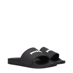 Palm Angels Black Cotton Slippers Sandals - EU40/US7