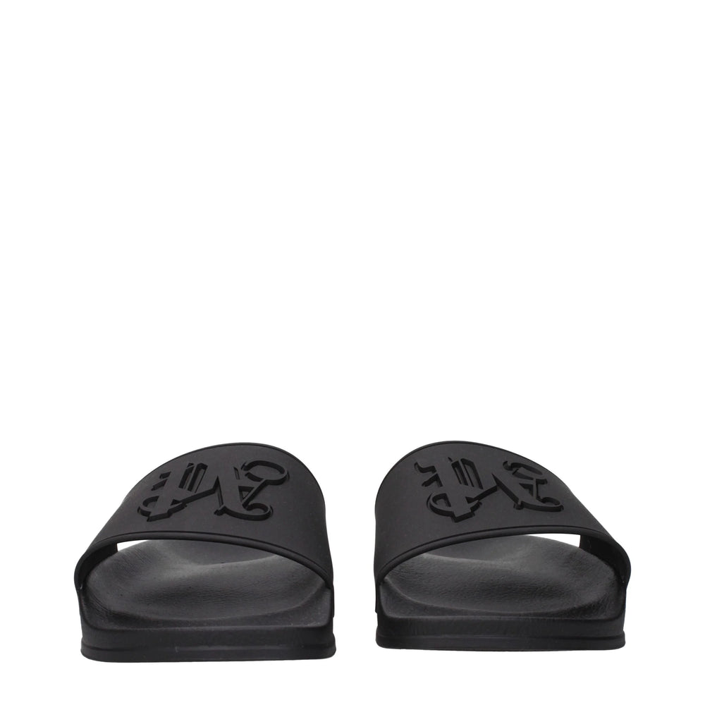 Palm Angels Black Cotton Slippers Sandals - EU40/US7