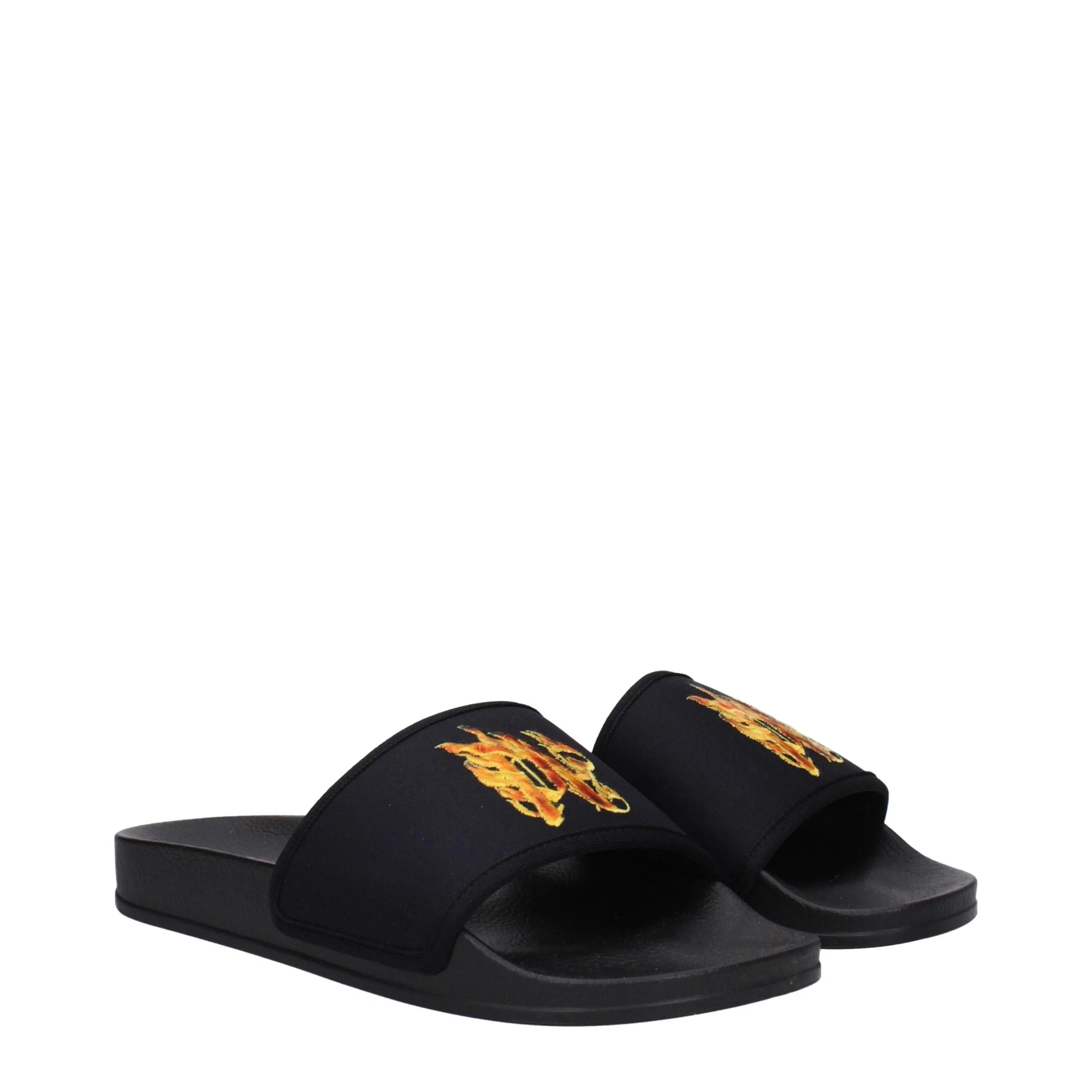 Palm Angels Black Fabric Slippers Sandals - EU40/US7