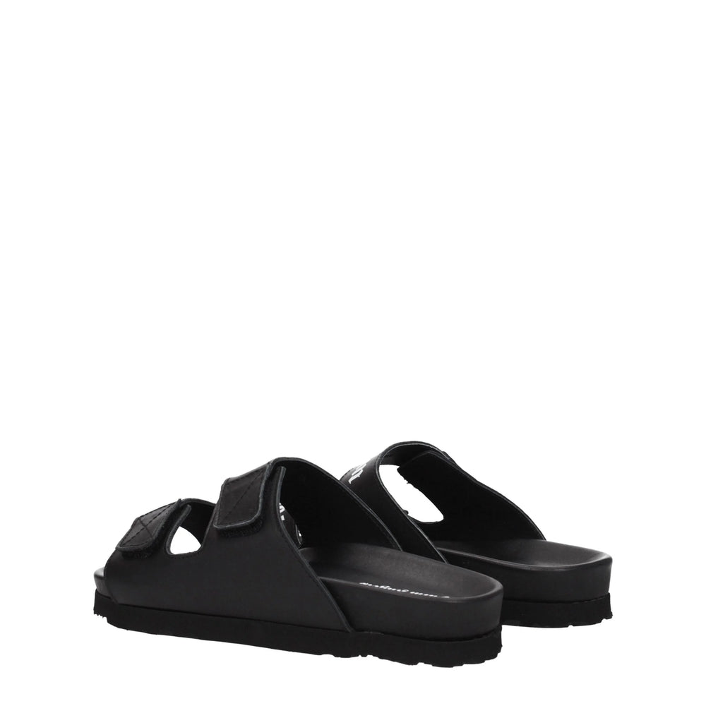 Palm Angels Black Leather Flat Sandals - EU36/US6