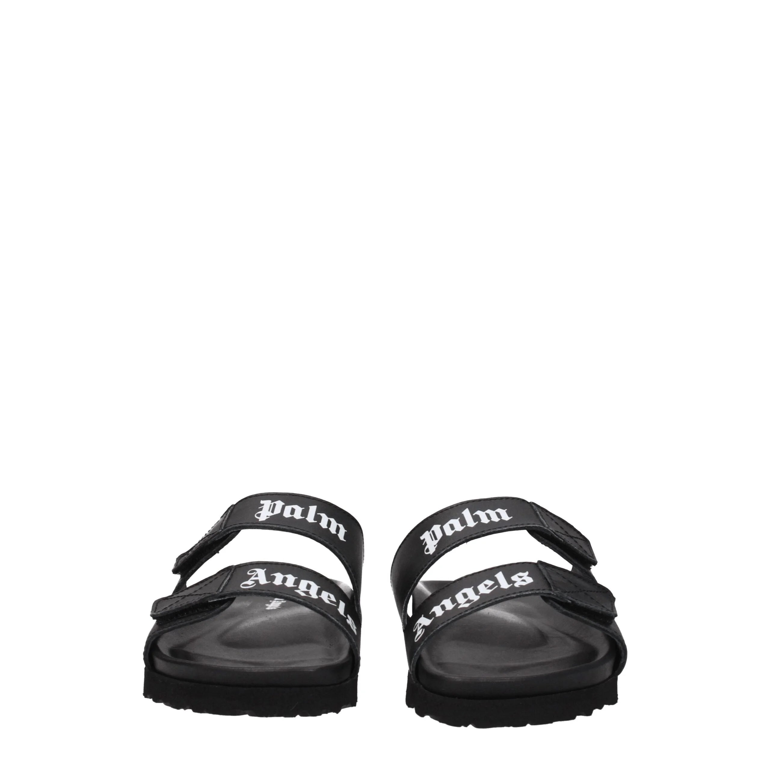 Palm Angels Black Leather Flat Sandals - EU36/US6
