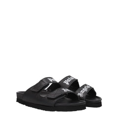 Palm Angels Black Leather Flat Sandals - EU36/US6