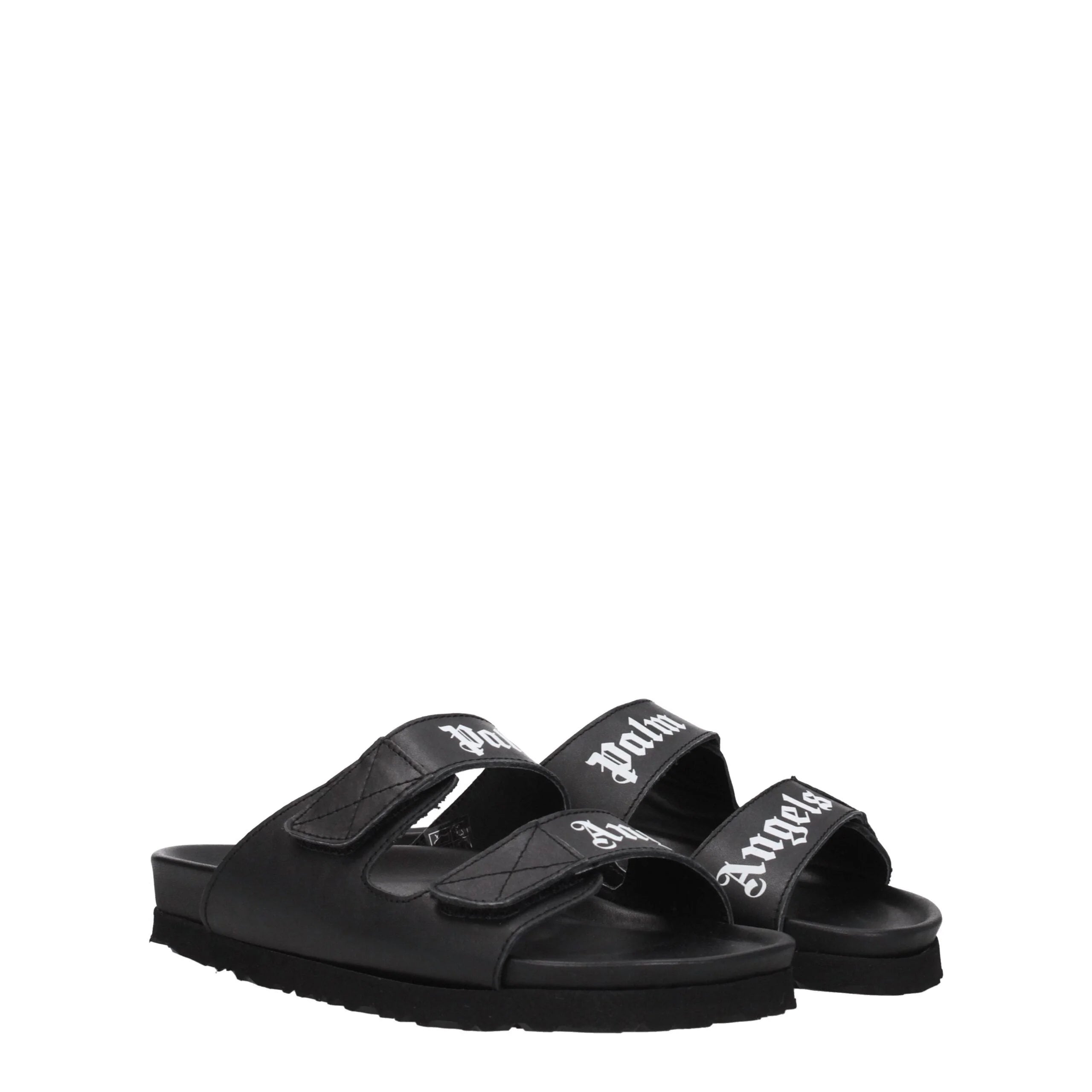 Palm Angels Black Leather Flat Sandals - EU36/US6