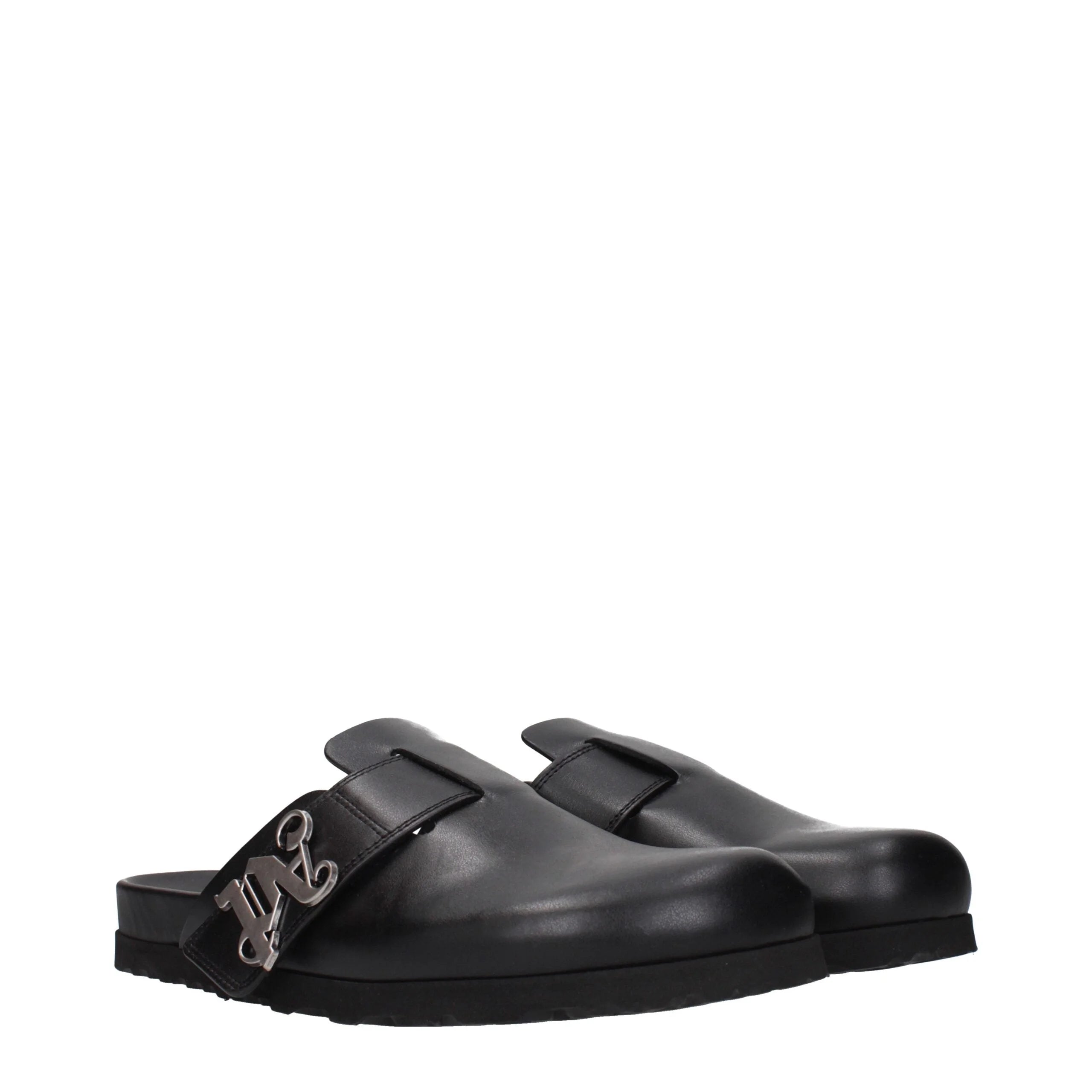 Palm Angels Black Leather Slippers - EU40/US7