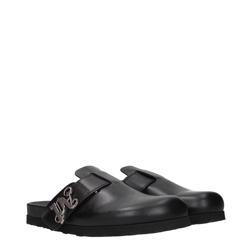 Palm Angels Black Leather Slippers - EU40/US7