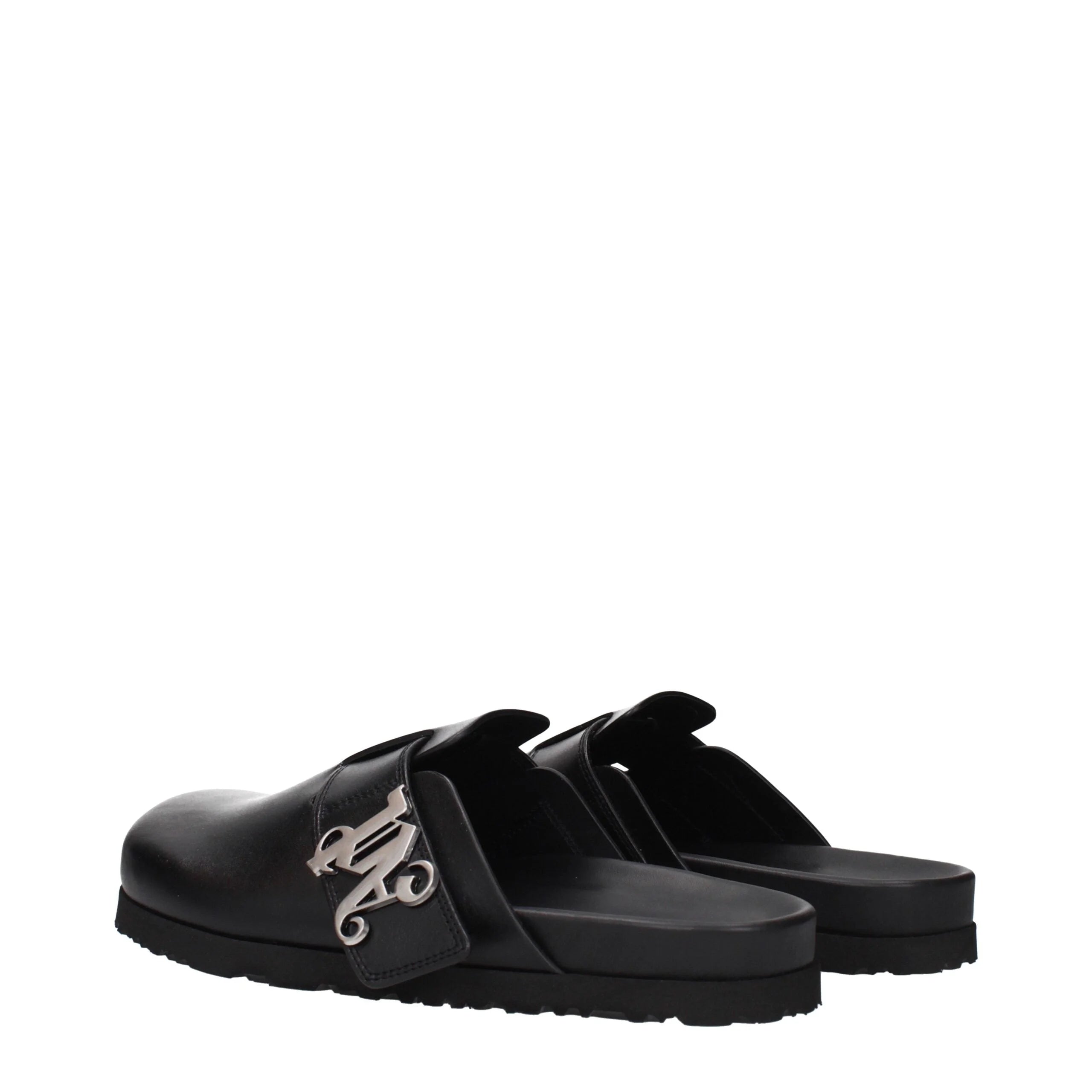 Palm Angels Black Leather Slippers - EU40/US7