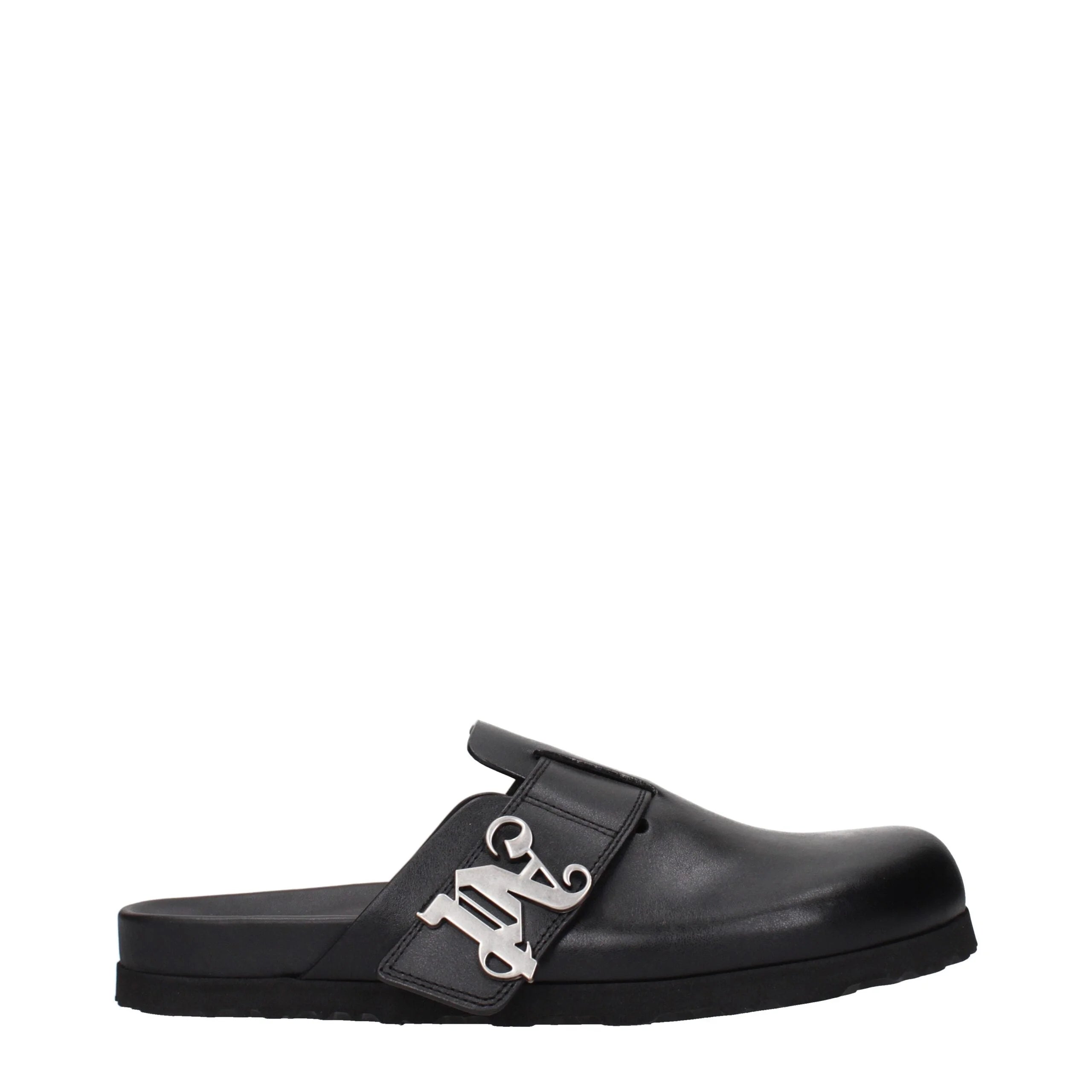 Palm Angels Black Leather Slippers - EU40/US7