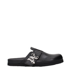 Palm Angels Black Leather Slippers - EU40/US7