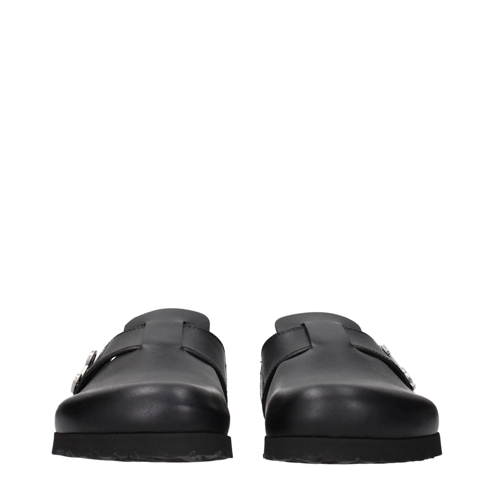 Palm Angels Black Leather Slippers - EU40/US7