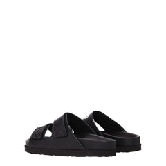 Palm Angels Black Leather Slippers Sandals - EU37/US7